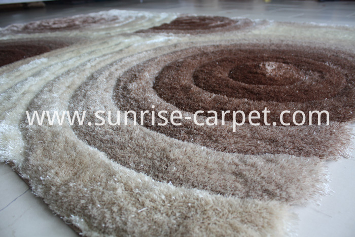 Polyester Silk Shaggy 3D Beige Rug Polyester Silk Shaggy 3D Beige Rug
